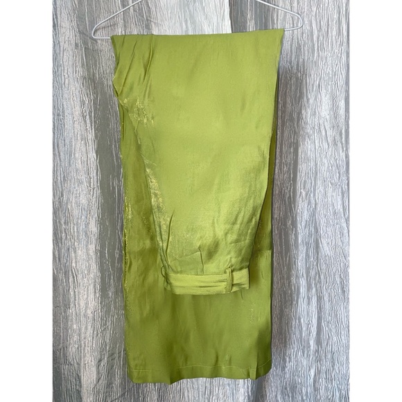 SOLD ASOS Daisy Street Wide Leg Pants In Green Shimmer - Picture 4 of 6